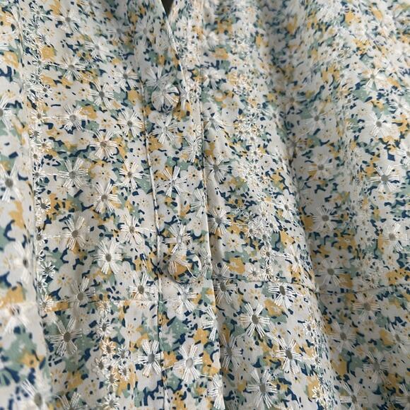 En Saison Carolina Midi Dress NWT medium teal/multi color eyelet button front - Picture 5 of 11